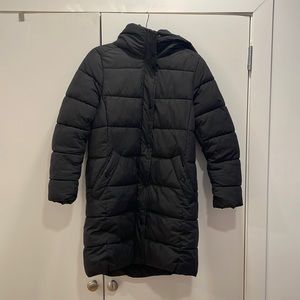 Black H&M long puffer winter coat